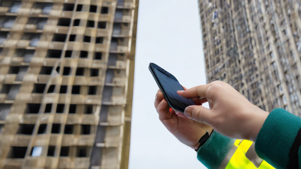 A person using a smartphone to measure the height of a building or the distance between two objects.